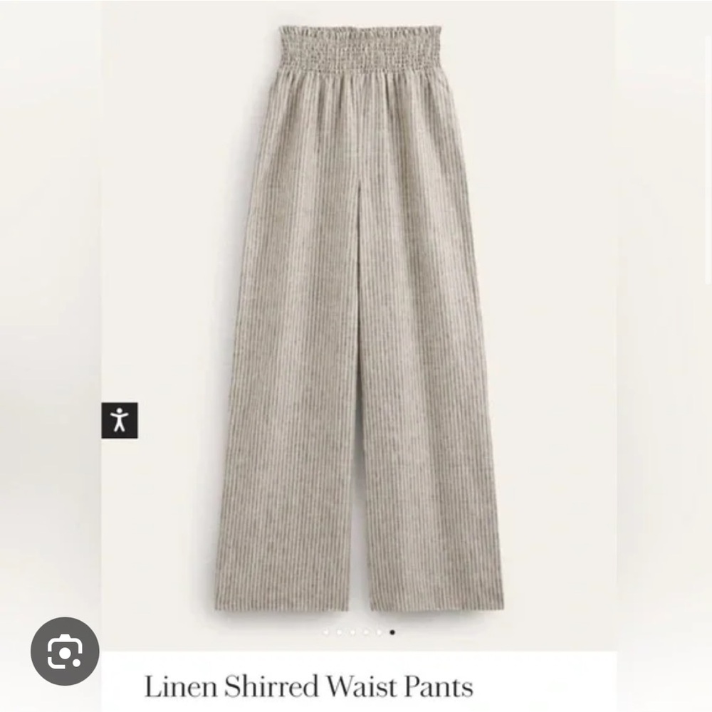 Boden linen lurex striped wide leg linen pant, size 6